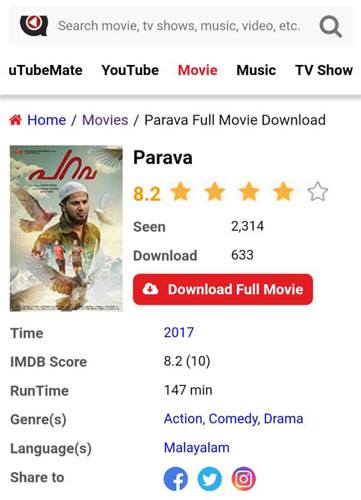 Parava Malayalam Movie Download in HD 720p in Full- InsTube