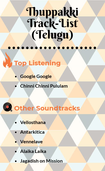 Thuppakki soundtrack list Telugu