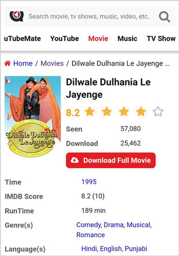 Dilwale Dulhania Le Jayenge full movie download uTubeMate