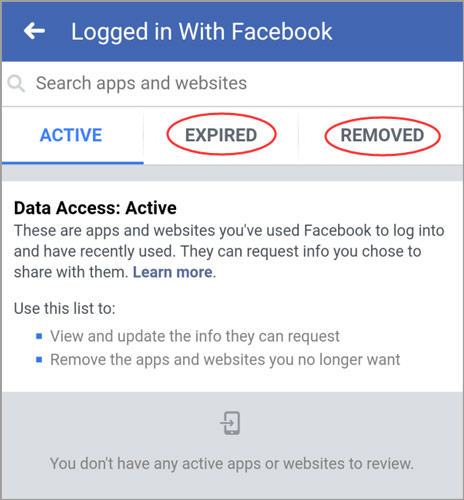 go to EXPIRED and REMOVED in Facebook