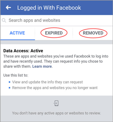 facebook session expired after opening instagram