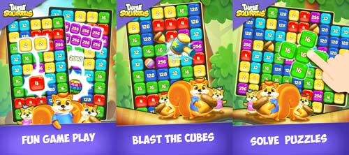 blast cubes solve puzzles Three Squirrels