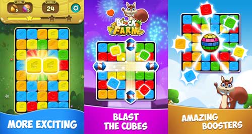 blast cubes solve puzzles Block Farm Saga