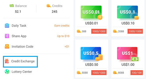 exchange InsTube credits into money