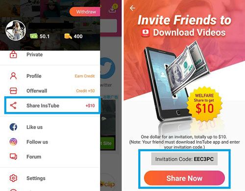 Instube Invitation Code Get 10 By Sharing Instube App Instube